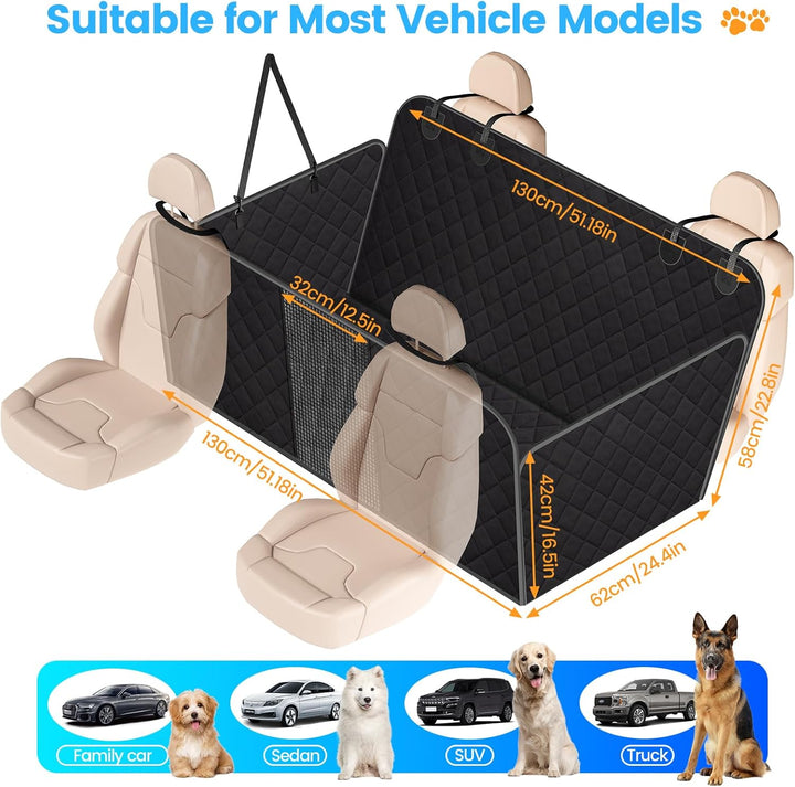 Kfonla Hundedecke Auto Rückbank 130 x 62 cm,Hunde Autositz Rückbank mit Harter Unterseite,Hundebett