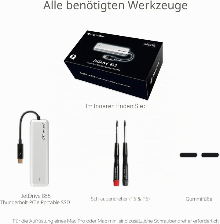 Transcend 480GB Highspeed JetDrive Thunderbolt PCIe™ Gen3 x4 Portable SSD Speichererweiterung für Ma
