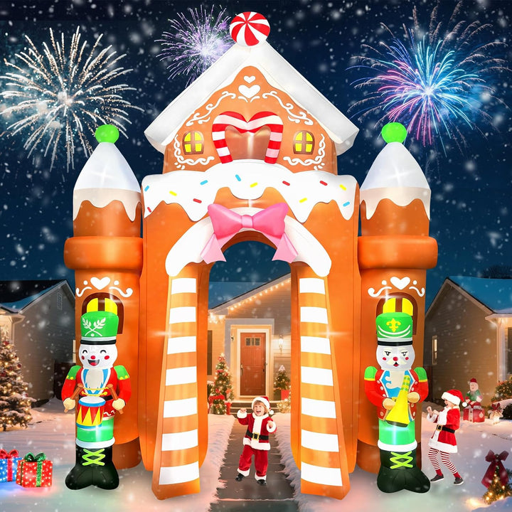 Kalolary 12FT Aufblasbare Weihnachtsdekoration mit LED Beleuchtung – Grosse Weihnachtsfigur für Inne