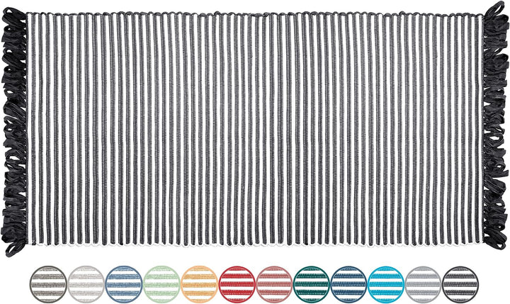 Lashuma Läufer Flur Nachhaltig und Handgewebt Schwarz - Weiss, Grösse: Boho Teppich 60x120 cm 60x120