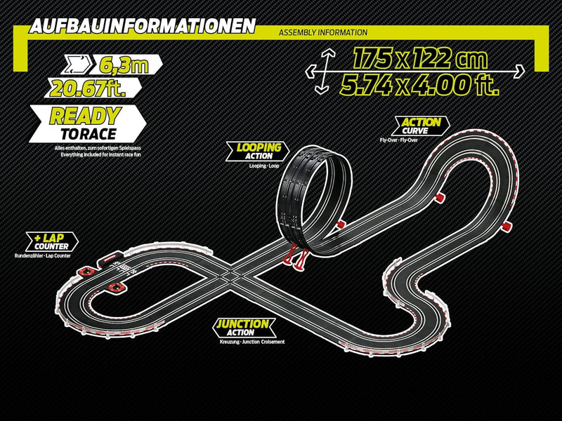 Carrera GO!!! GT Super Challenge Rennbahn-Set I Rennbahnen und lizensierte Slotcars | bis zu 2 Spiel