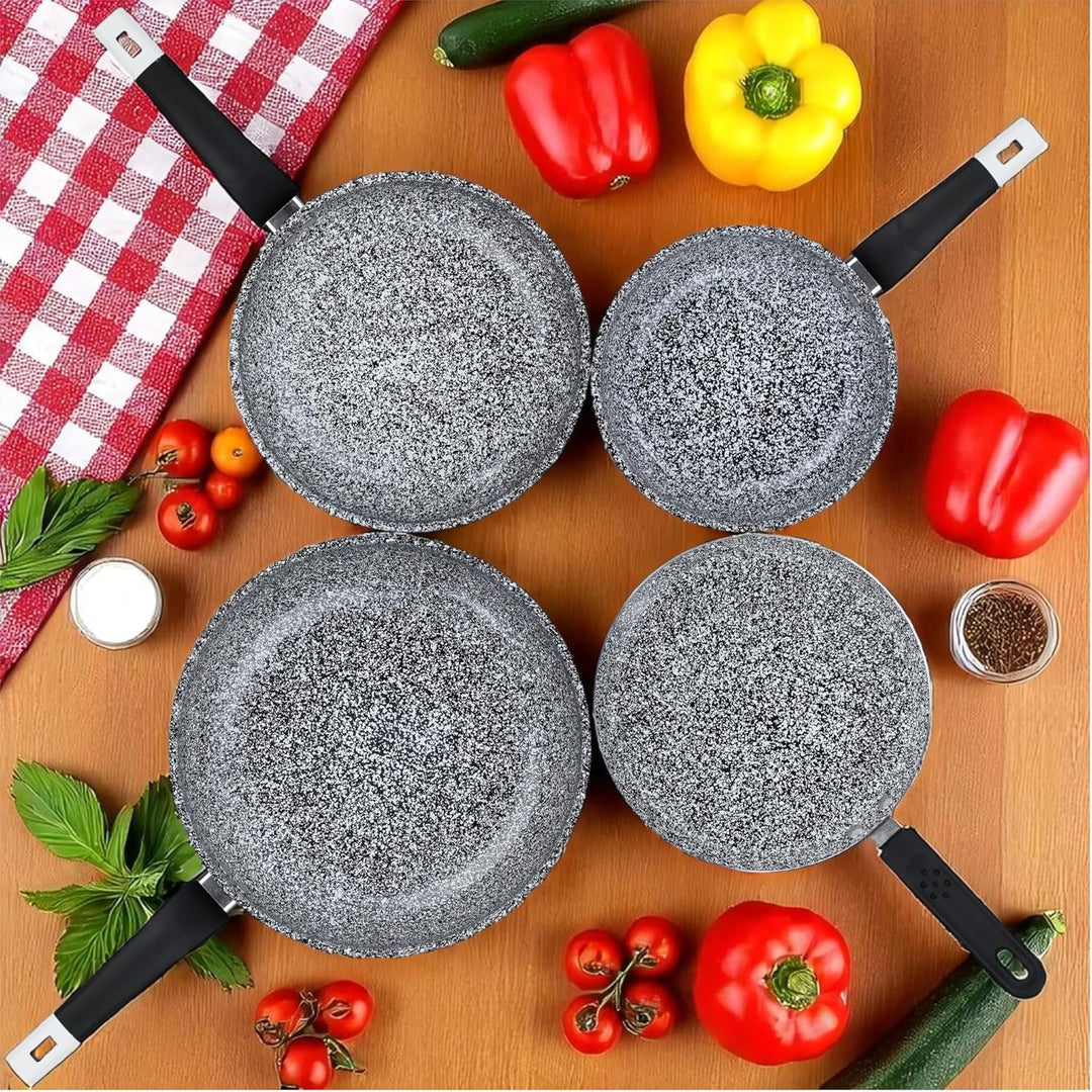 EliteHoff Pfannenset Induktion 4-teilig, Bratpfannenset (20/24/28 cm) + crepe pfanne 24 cm, Induktio
