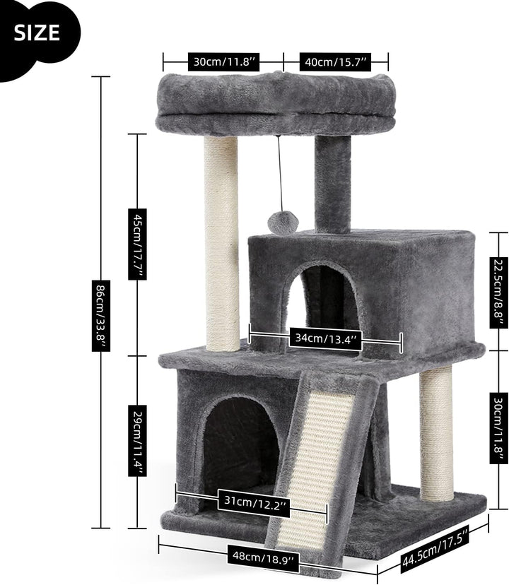 PETEPELA Katzenbaum Kratzbaum Kratzbäume Katzenmöbel mit Sisal-Seil Plüsch Liege höhlen Spielhaus Sp