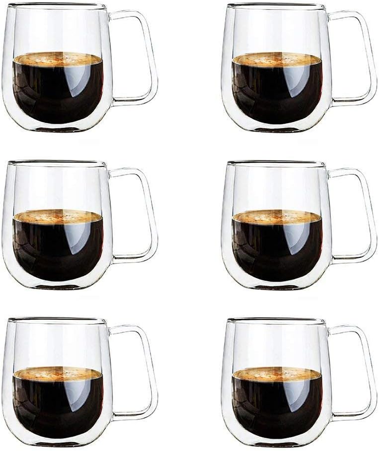 Vicloon Cafissimo Espresso Latte Glastassen,Doppelwandig Kaffee- Tee-Glas,Macchiato Tassenset Glas (