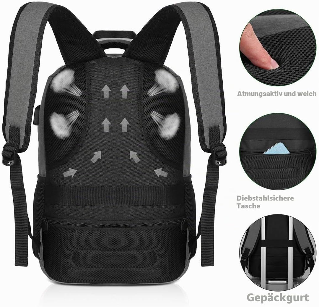 YAMTION Laptop Rucksack,Rucksack Herren mit USB-Ladeanschluss Schulrucksack Jungen Teenager mit 15,6