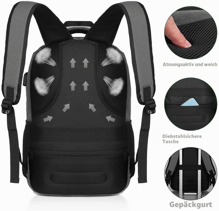 YAMTION Laptop Rucksack,Rucksack Herren mit USB-Ladeanschluss Schulrucksack Jungen Teenager mit 15,6