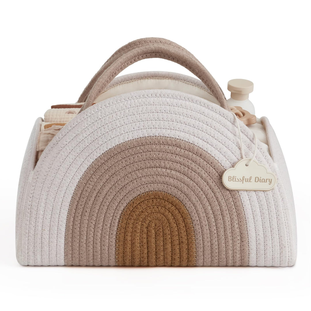 Blissful Diary Earthy Rainbow Wickeltasche aus Baumwollseil, gross, für Neugeborene, Jungen und Mädc