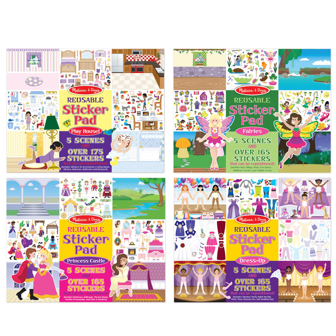 Melissa & Doug Reusable Sticker Pad Bundle contains Fairy, Princess, Dress-Up and Play House by Meli