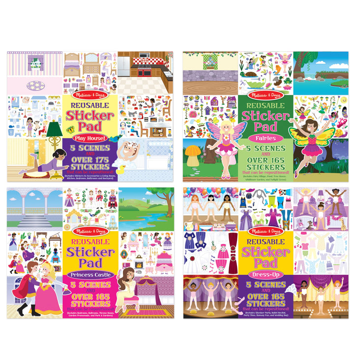Melissa & Doug Reusable Sticker Pad Bundle contains Fairy, Princess, Dress-Up and Play House by Meli