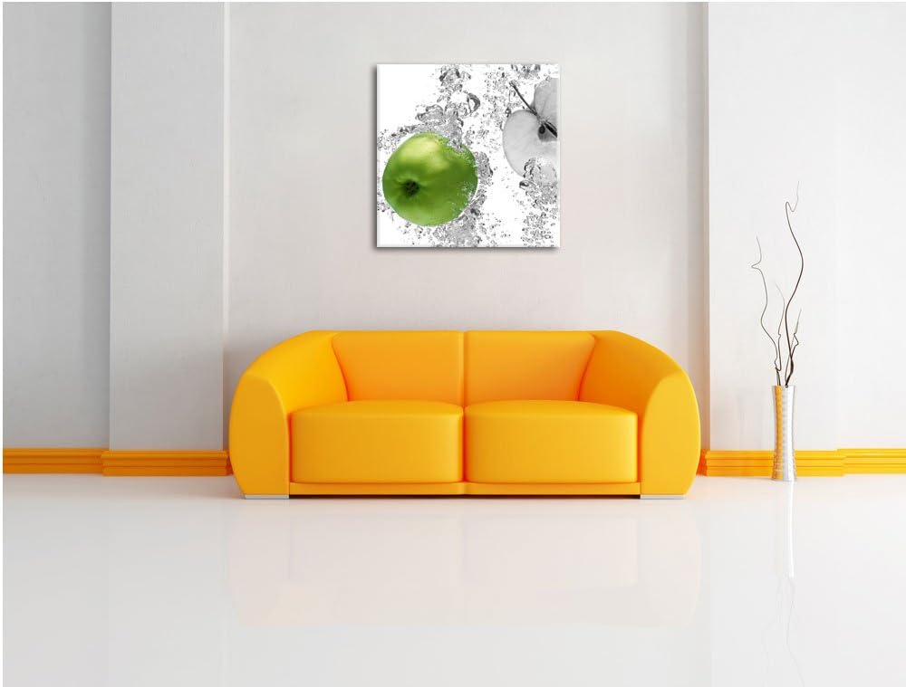 Pixxprint saftig grüne Äpfel im Wasser als Leinwandbild/Grösse: 70x70 cm/Wandbild/Kunstdruck/fertig