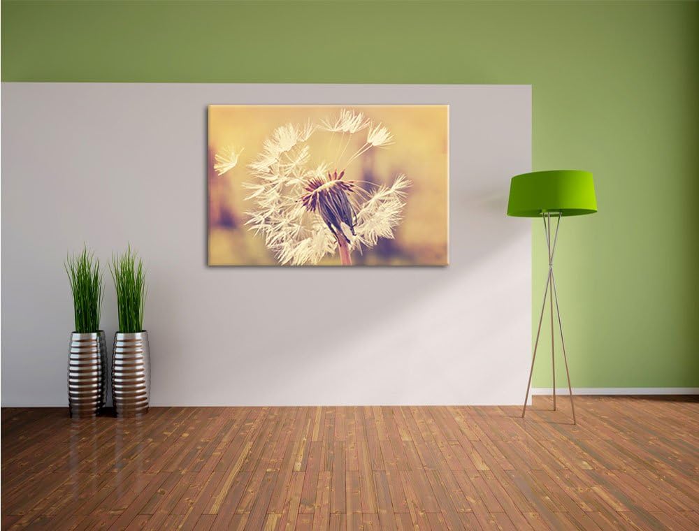 Herbst Löwenzahn, Format: 100x70 auf Leinwand, XXL riesige Bilder fertig gerahmt mit Keilrahmen, Kun