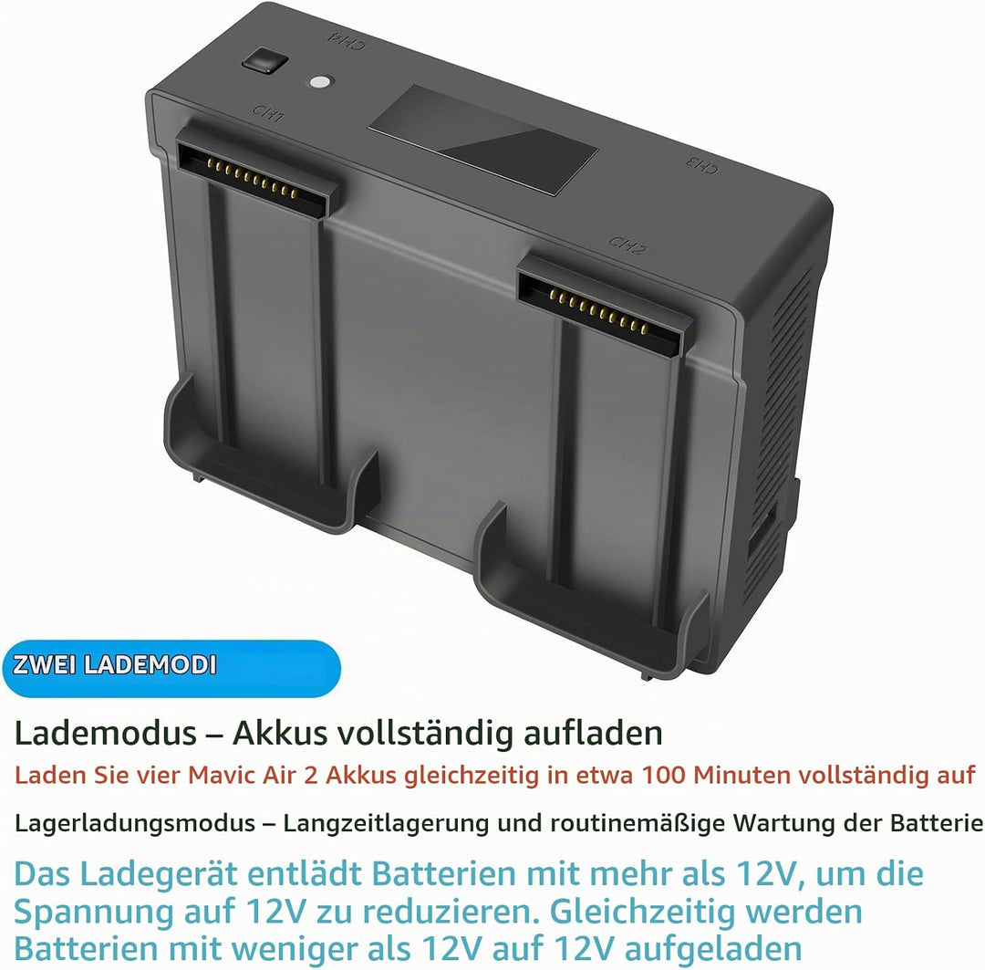 LYONGTECH 5 in 1 Akku Wand Ladegerät und Autoladegerät für DJI Air 2S,Mavic Air 2 Drohne, lädt 4 Bat