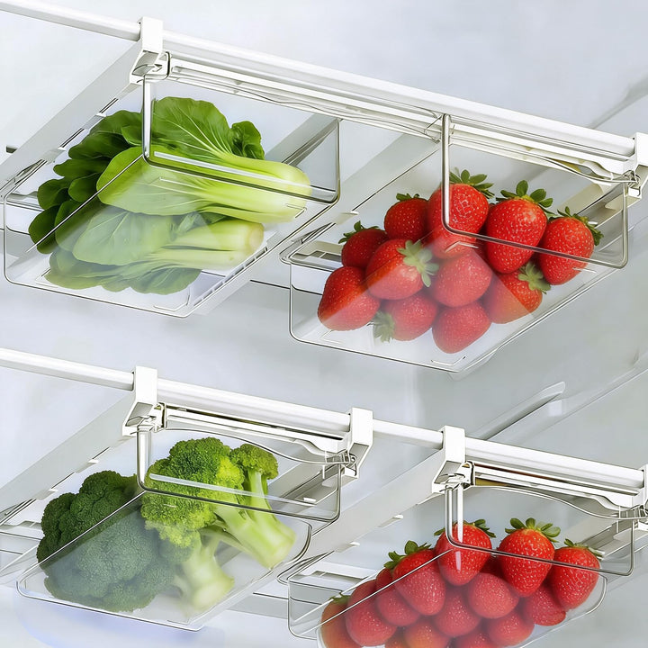 2er-Pack Kühlschrank-Organizer Schublade,Aufbewahrungs Schubladen Stapelbare,Herausziehbares Regal a