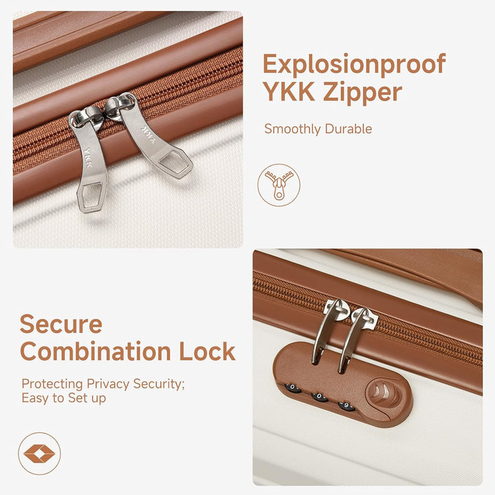 KONO Koffer Klein 16 Zoll Leicht ABS+PC Hartschalenkoffer mit Zahlenschloss Reisekoffer mit 4 Rollen