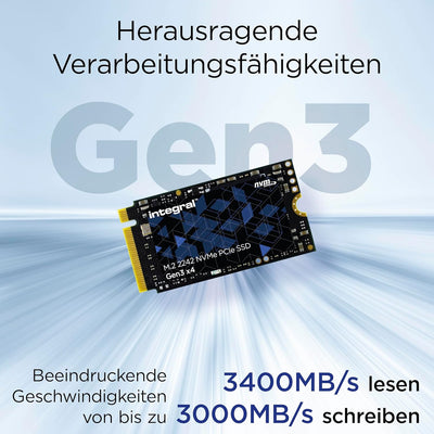 Integral 1TB NVME M.2 SSD 2242 NVMe PCIe Gen3 x4 SSD - Read Speed bis zu 3400MB/s, Write Speed bis z