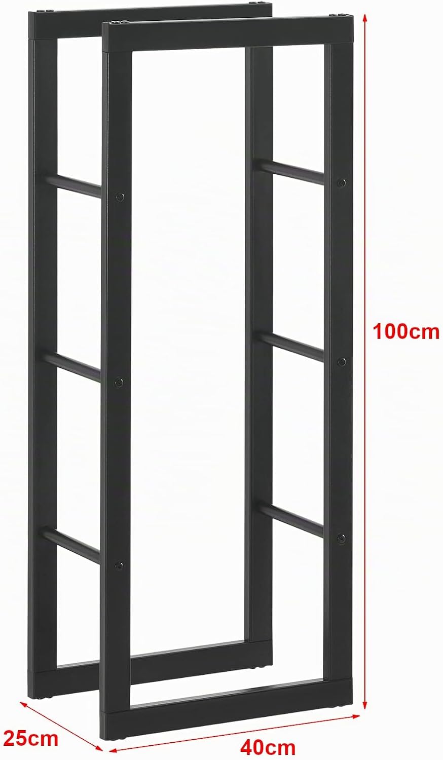 [en.casa] Kaminholzregal Täby Brennholzregal innen aussen Metall 40 x 25 x 100 cm Holzunterstand Sta