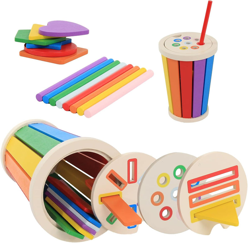 Baeroly Kinder Montessori Spielzeug Holz Farbe Form Sortierspielzeug, geeignet für Kinder 12 bis 36