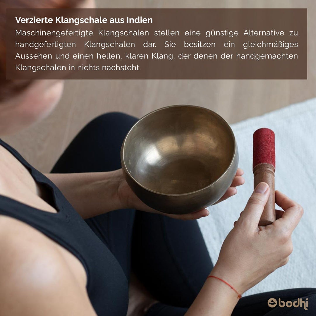 Indische Klangschalen mit BUDDHA-Verzierung und Geschenkbox | Singing Bowl Ø 11cm | Klangtherapie, M