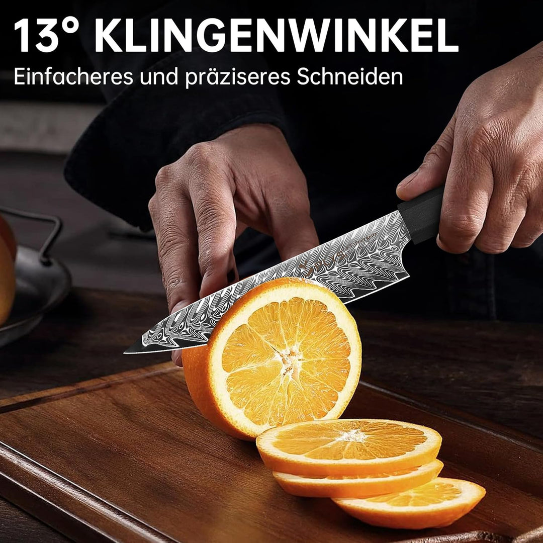 Damast Obstmesser Gemüsemesser Damastmesser Profi: 14CM, Scharfes Schälmesser, 67-lagiger Damaststah