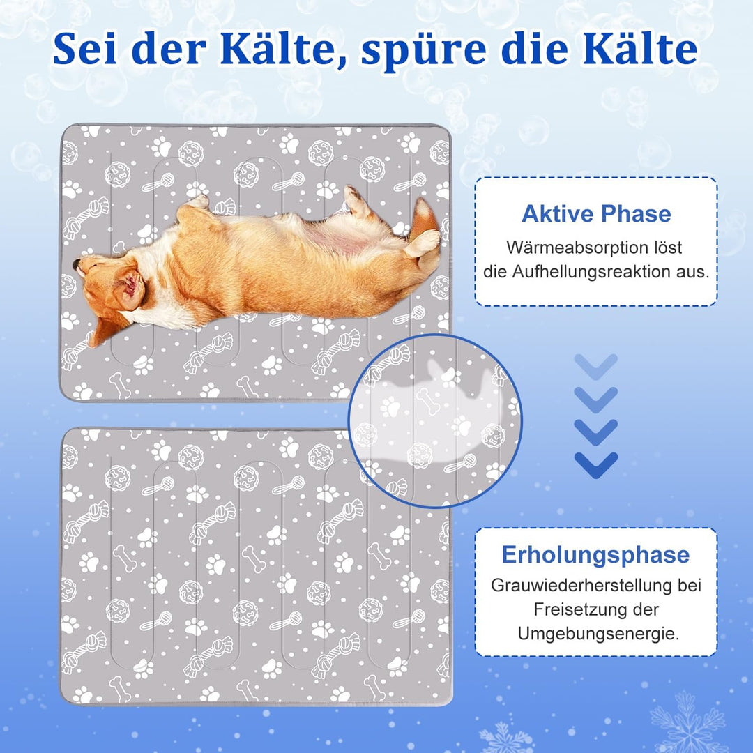 MH MYLUNE HOME Verbesserte Kühlmatte für Haustiere,100 x 70 cm,Grau | 300 g verstärkte Polsterung un