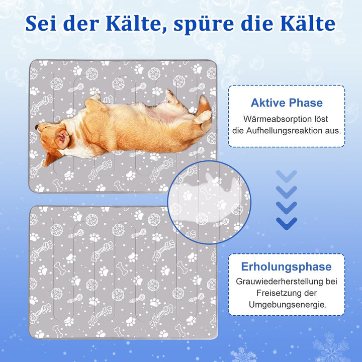 MH MYLUNE HOME Verbesserte Kühlmatte für Haustiere,100 x 70 cm,Grau | 300 g verstärkte Polsterung un