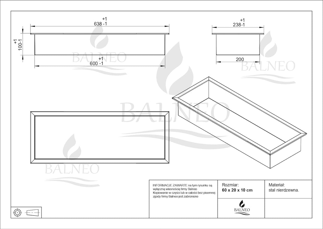 Balneo Wall-Box ONE wandnische dusche zum Badezimmer Edelstahl Duschnische 60x20x10 cm, wasserdicht