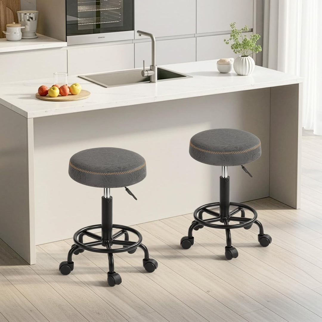 Ergonomischer Rollhocker mit Rückenlehne Arbeitshocker Drehhocker Rollhocker 360° drehbar Höhenverst