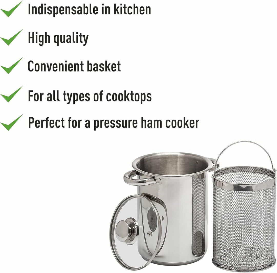 BROWIN® Rostfreier Spargeltopf 313500 mit Glasdeckel | 4 Liter | Pastatopf mit Siebeinsatz | für Ele
