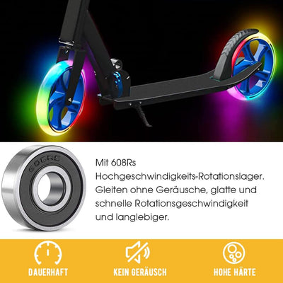 200mm Scooter Rollen - 2 Stück 200mm City Scooter Ersatzräder räder mit ABEC9 Kugellager - Cityrolle