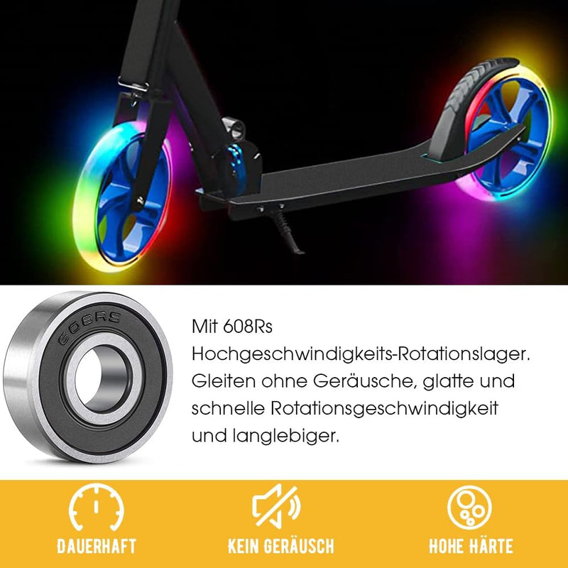 200mm Scooter Rollen - 2 Stück 200mm City Scooter Ersatzräder räder mit ABEC9 Kugellager - Cityrolle