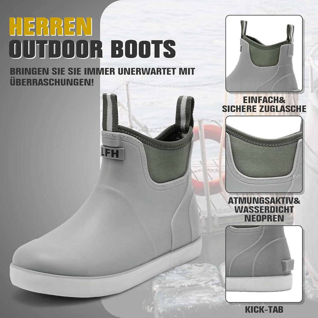 Jesindr Gummistiefel Herren, Protective Wasserdicht Anti-Rutsch Stiefeletten, Atmungsaktiv Schwarz C