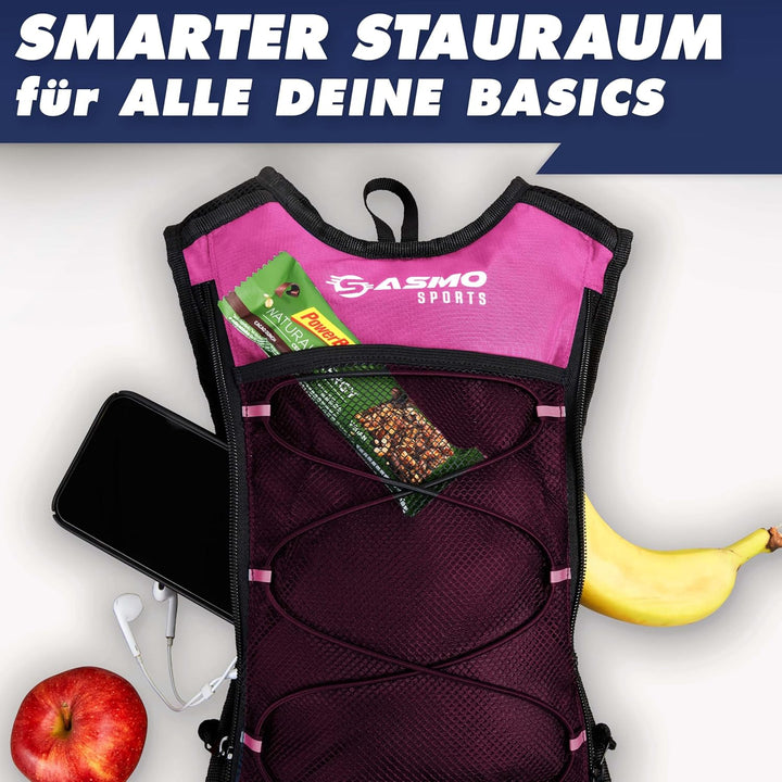 SASMO® Laufrucksack Damen 6L (Pink) mit Thermofach | Lauf Rucksack - Ultraleicht 300g | Laufrucksack