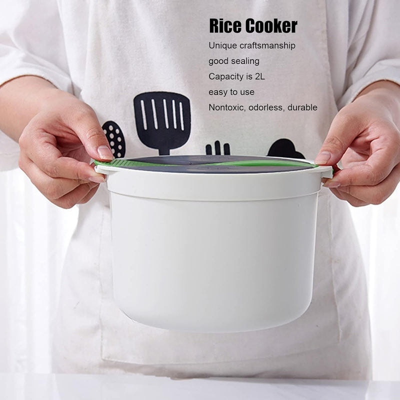 Mikrowellen Reiskocher, 2L Dampfgarer Runde Lebensmittelbehälter Kochen Multifunktionales Kochgeschi