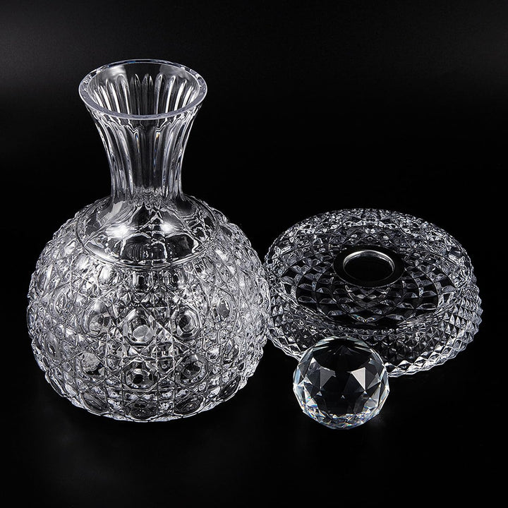 Lvpradior Kristallglas-Weindekanter, 360° drehbarer Relief-Rotweinbelüfter-Spenderausgiesser, 1,5 l