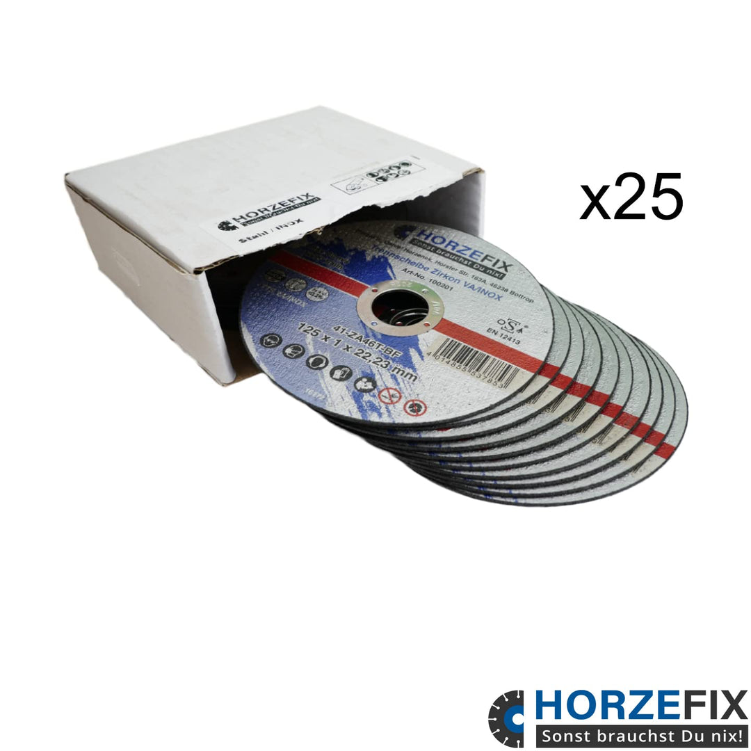 Trennscheibe Zirkon VA/INOX 125 x 1,0 mm x 22,23 Metall 1mm dünn für die Flex, 25