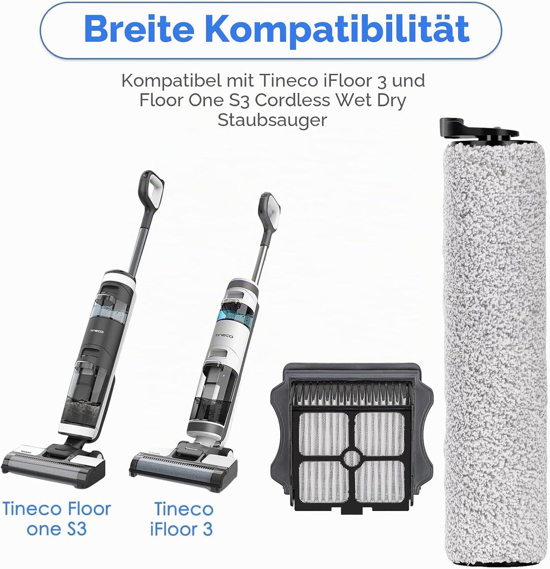 (5 Stück) Ersatz-Bürstenrollen und HEPA-Filter, Kompatibel Mit Tineco Floor One S3/ iFloor 3 Akku-Na
