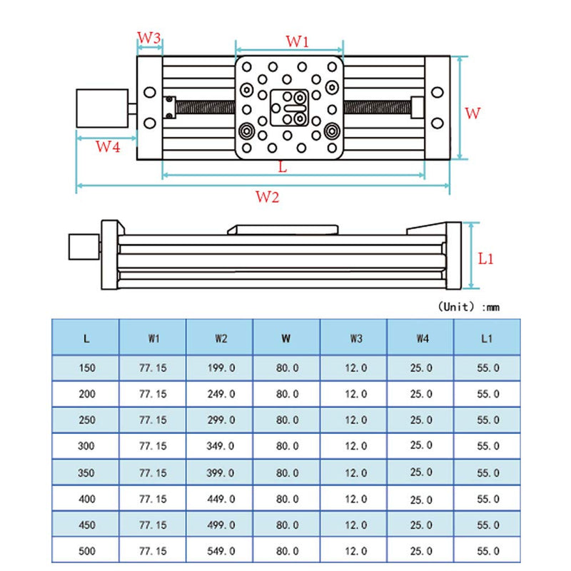 Befenybay 350 mm effektiver Hub 4080U Z-Achsen-Schrauben-Schiebetisch-Linearaktuator-Kit Linearmodul