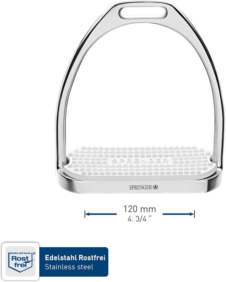 SPRENGER Fillis Steigbügel, 120 mm Trittweite I Bügel mit Farbiger Einlage, rostfreies Edelstahl, 2