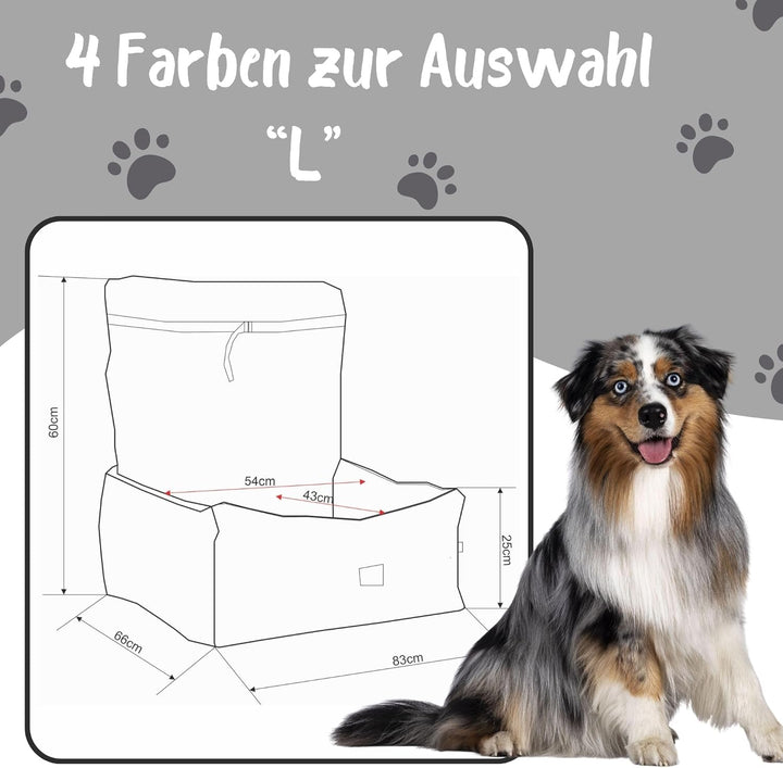 Golden Dog -Transportbox Hund mit Sicherheitsgurt L 83 x 66 cm Leder Imitation Autositz Hund, Wasser