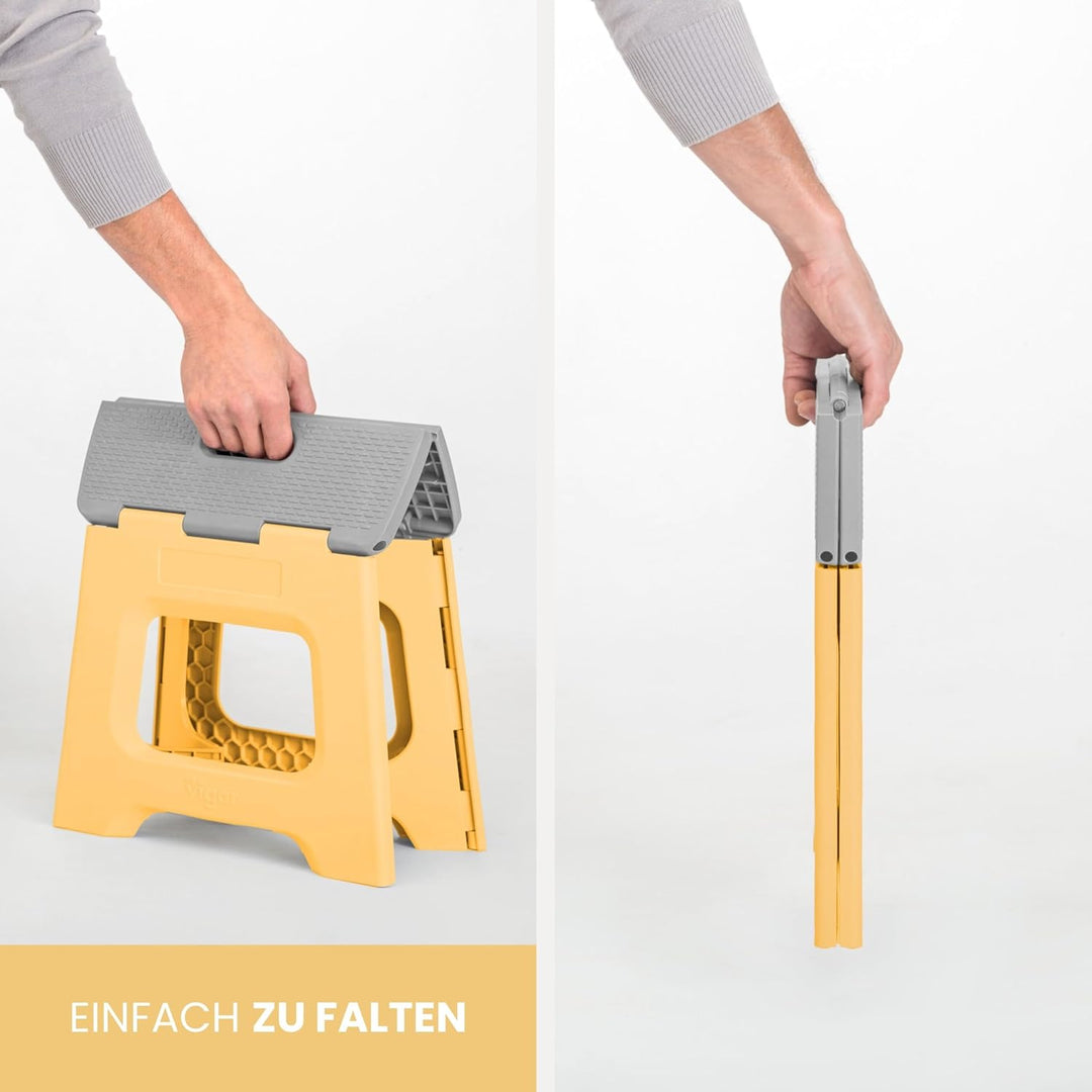 Vigar Kompakte Tritthocker Klappbar für Erwachsene, 27 cm, Klapphocker Faltbar 150 kg rutschfest, Le