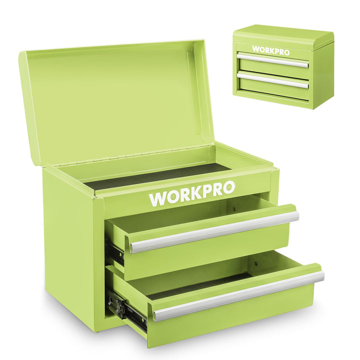 WORKPRO Metall Schubladenbox mit 2 Schubladen & Oberer Stauraum Avocadogrün, 27,5x15x20,8cm Tisch Or