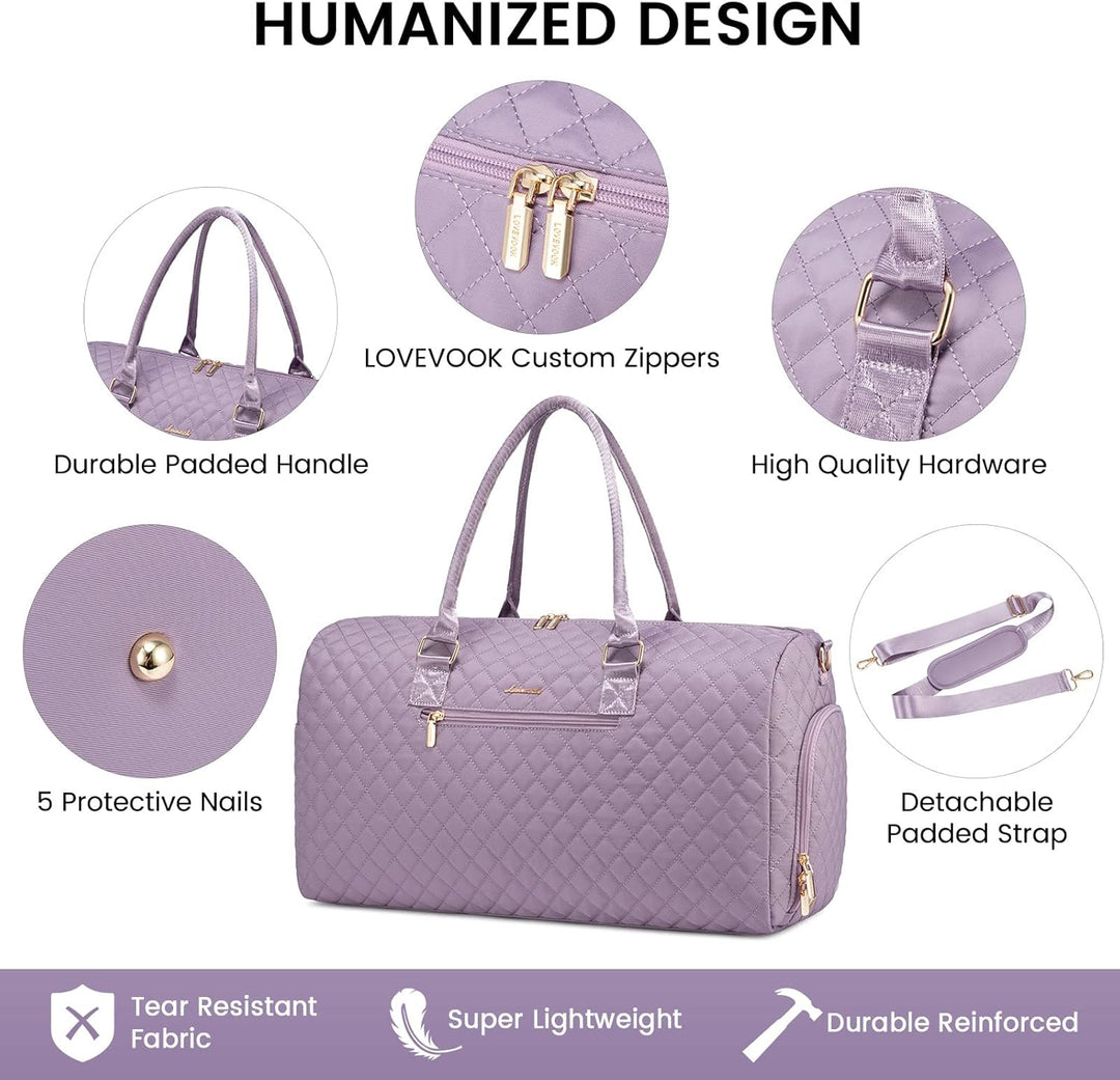 LOVEVOOK Sporttasche Damen, Reisetasche Weekender Travel Kliniktasche Geburt mit Kulturtasche Schuhf
