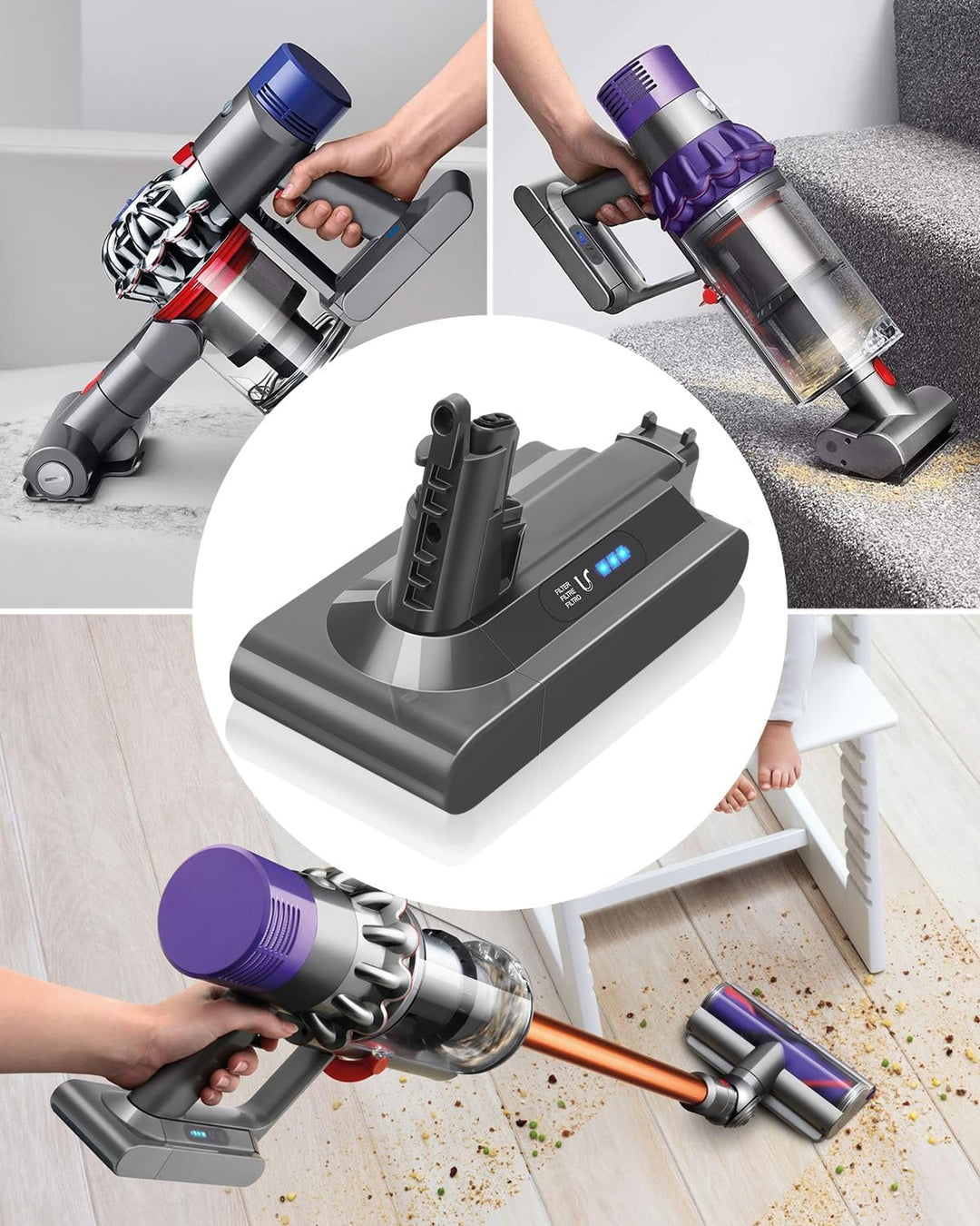 Waitley V10 6000 mAh für Dyson V10 SV12, Ersatzakku für Dyson V10 Absolute Animal Cyclone Motorhead