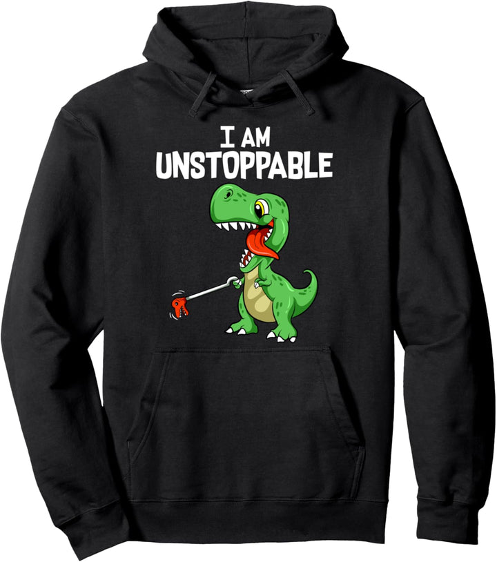 Cute & Funny I Am Unstoppable T-Rex Dinosaur Grabber Pun Pullover Hoodie