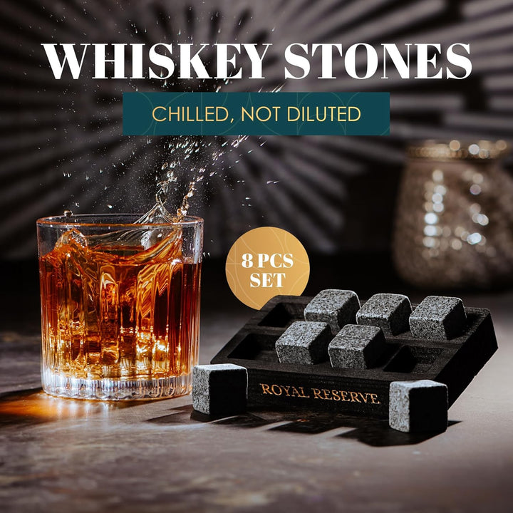 Whisky Steine Geschenkset – Eiswürfel Wiederverwendbar, Whiskey Geschenke für Männer in Schwarzem Ho