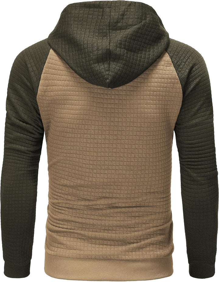 YuKaiChen Herren Kapuzenpullover Casual Langarm Karierten Kordelzug Jacquard Hooded Sweat mit Fleece