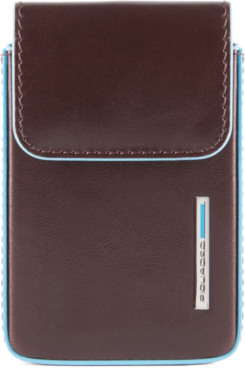 Piquadro Blue Square Credit Card Case With RFID Mogano