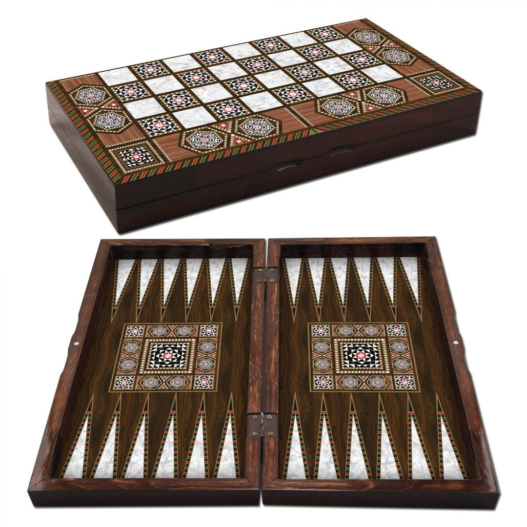 Unbekannt Staroyun 1020128 Backgammon-Spiel, massives Perlmutt, 25 x 48 x 7 cm
