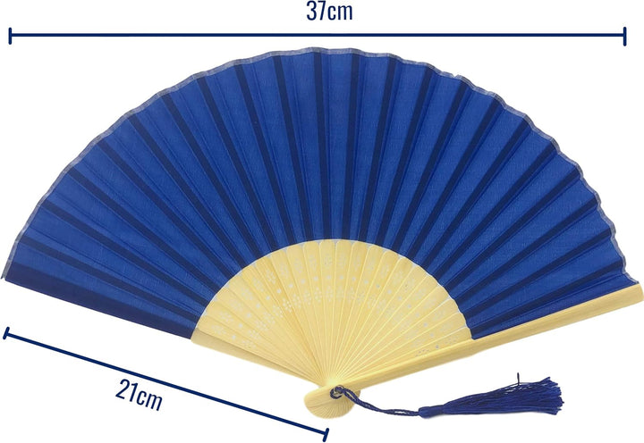 FANSOF.Fans Packung mit 10 Seide Stoff Fan mit Einer Quaste Grade A Bambus Rippen Hochzeit Party Gef