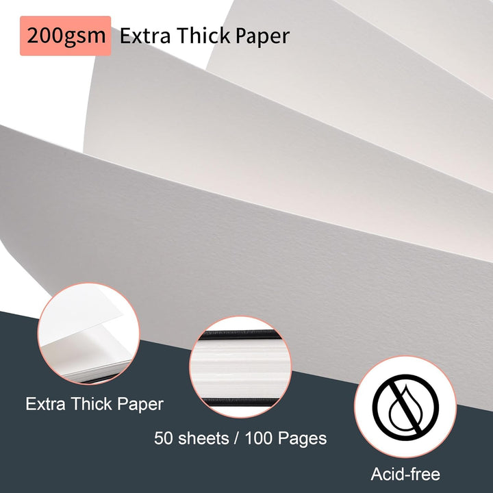 STATIONERY ISLAND A3 Skizzenbuch, 200 g/m² Dickes Papier, Spiralgebundener Zeichenbuch A3 Hardcover,